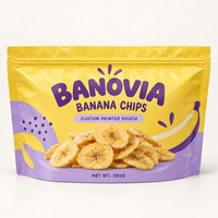Sachet d'emballage personnalisé pour chips de banane, pochette refermable à fermeture éclair pour fruits secs avec impression
