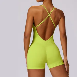 Beauty Back Seamless Yoga Playsuit Women Scrunch Butt Lift Fitness Sports Bodysuit Jumpsuit