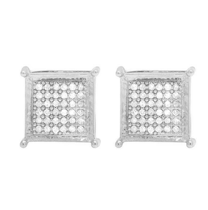 Custom <b>Silver</b> Square Shape Hip Hop Cluster Earrings with Lab Grown Diamonds 10K White Gold Plated Party Jewelry - Product Image 2