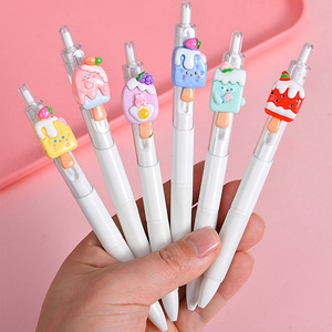 Stylo rechargeable au design de dessin animé attrayant, vente en gros directe, stylo de papeterie pour étudiants, mignon, motif crème glacée d'été, stylo blanc - Product Image 4