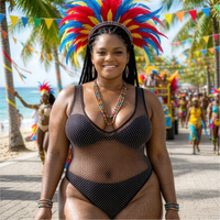 Carnaval Monokini Visnet Badpak OEM Private Label Aangepast Logo Plus Size Sheer Mesh Zwemkleding voor Jouvert Miami Groothandel