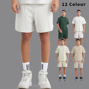 Short en éponge français surdimensionné Streetwear unisexe 100% coton tissu épais Worest motif solide broderie personnalisée prête - Product Image 6