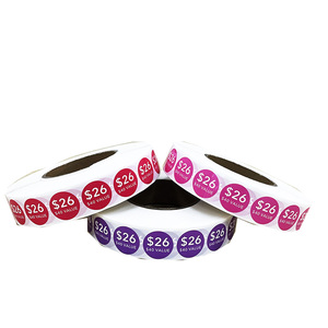 Logotipo de etiqueta de precio circular personalizado, etiquetas adhesivas de superficie brillante de vinilo promocional, impresión y Etiquetado de Productos - Product Image 2