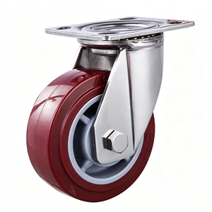 Stainless Steel Iron Nylon Rubber 125mm Polyurethane Swivel Caster Wheel Top Lock Brake 250kg Capacity Food Grade Durable - Product Image 3