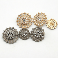 Kancing Logam Berbentuk Bunga Mewah Baru dengan Hiasan Rhinestone Ramah Lingkungan untuk Jahitan Tangan DIY Aksesoris Pakaian Kustom