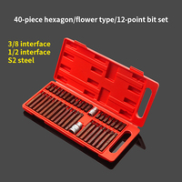 Set soket dampak metrik, 40 Pcs/set 1/2 "3/8" Adaptor Drive Shank Hex Torx Spline Star