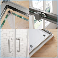 Hoekdouchehoes met dubbele schuifdeur, gehard glas, aluminium frame, ANSI-gecertificeerd voor hotelproject