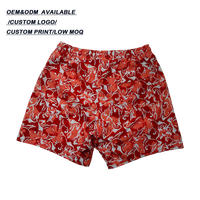 Shorts de plage pour hommes imprimés abstraits personnalisés, extensibles, séchage rapide, poches latérales zippées, shorts de bain pour hommes pour la vente en gros