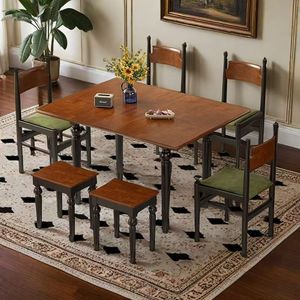 French Retro Style Folding Dining <b>Table</b> Solid Wood Extendable Home Use Small Apartment Vintage Design - Product Image 3
