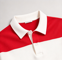Sweat-shirt à col pour homme de haute qualité, style vintage, à larges rayures, rouge et blanc, à blocs de couleur, manches longues, coupe décontractée, style preppy, pull-over