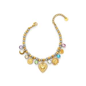 Collier de mode perlé en acier inoxydable 316L plaqué or PVD, design de pendentif charme durable et résistant - Product Image 1