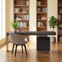 Bureau de direction moderne extensible en acier inoxydable et bois, style minimaliste italien, avec tiroir, pour usage intérieur