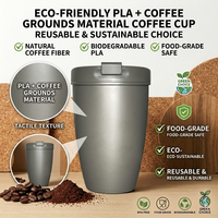 Mug de voyage écologique 10oz en café recyclé, avec logo personnalisé, double paroi isolée, gobelet portable en PLA pour cadeaux promotionnels