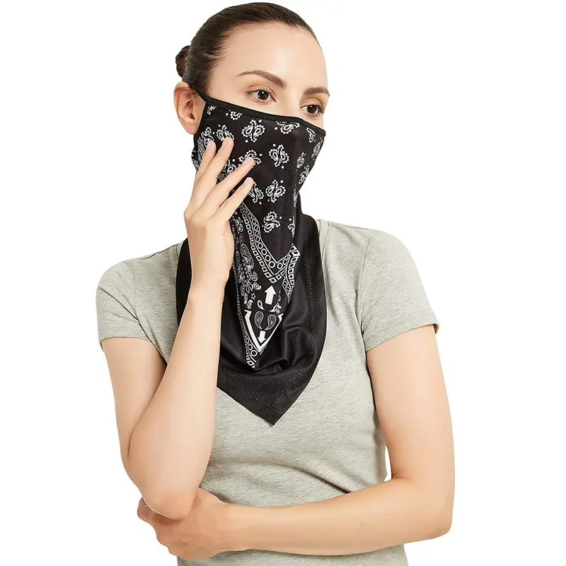 Face Bandana Triangle Neck Gaiter with Ear Loops Cold Weather Balaclava for Outdoors