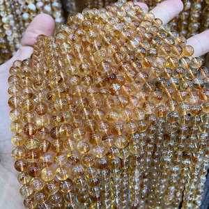 Натуральные бусины из цитрина, круглые, полубусины, для браслетов, аксессуары для рукоделия, оптом - Product Image 6