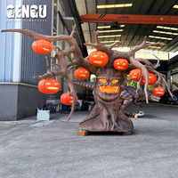 Yüksek simülasyon Animatronic ağacı cadılar bayramı kabak ağacı cadılar bayramı kabak ışık süslemeleri