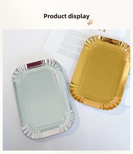 Assiettes <span class=keywords><strong>en</strong></span> <span class=keywords><strong>carton</strong></span> jetables personnalisées or et argent pour hôtels, restaurants et présentation alimentaire – Plateaux <span class=keywords><strong>en</strong></span> papier - Product Image 2