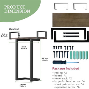 Wall Mounted Wooden Towel Rack With <b>Shelf</b> 4 <b>Bar</b> Storage Organizer For Bathroom Home Use - Product Image 3