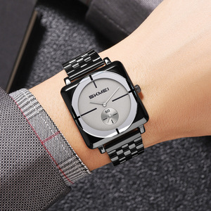 Skmei Square Men's Watch Stainless Steel Strap Analog Quartz Water Resistant Casual Wristwatch - Product Image 1
