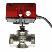 Katup Penutup Motor Listrik Kuningan 2 Arah DN25 220VAC untuk Fan Coil AC Sentral