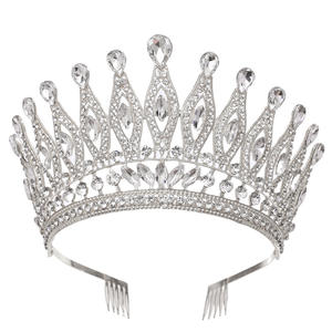 Nueva tiara de cristal de boda de lujo, coronas de diamantes de imitación de princesa, tiaras nupciales, corona para desfile de belleza - Product Image 2
