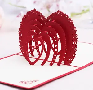 Decoration Happy Anniversary Birthday Valentine Wedding 3D Pop Up Heart Shape Card