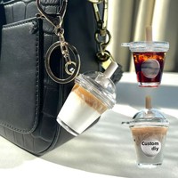Mini-aimant de réfrigérateur et porte-clés en acrylique, thème café glacé Americano Latte, style alimentaire miniature, personnalisable