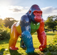 Statue décorative d'animaux personnalisée, écologique et moderne, en fibre de verre, sculpture de gorille réaliste grandeur nature pour l'extérieur, vente en gros