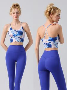 Ensemble de camisoles de yoga européennes et américaines à séchage rapide vêtements de sport solides coussin de poitrine respirant à la mode transfrontalier - Product Image 4