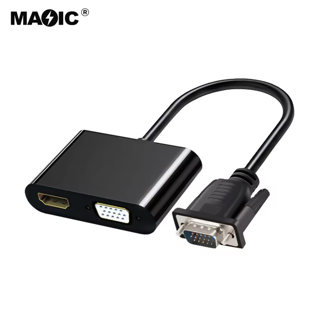 2023 Neswest Magelei OEM VGA Male to HDMI VGA Female 2 in 1 Adapter Converter VGA 2 in 1 Hub for Monitor TV Projector