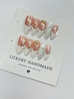 Lot de 10 faux ongles en PMMA peints à la main, forme ballerine/cercueil, design personnalisé pour salon de manucure, application facile