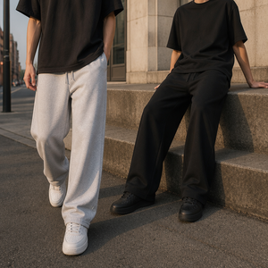 Pantalon de jogging en molleton bouclette personnalisé pour homme, haute qualité, avec logo sérigraphié, coupe ample et épaisse - Product Image 1