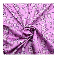 Tela de punto de poliéster con estampado de caballo de dibujos animados, precio mayorista económico para prendas de niñas, accesorios de juguete, entretela y manualidades.