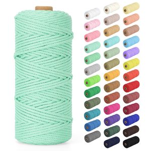 Cordon en coton tressé torsadé imperméable de 3 mm et 4 mm pour la confection de cordes de fixation, le macramé, le tricot à la main, le crochet, les loisirs créatifs et la décoration - Product Image 1