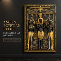 Impressions d'art égyptien antique noir et or, peinture murale sur toile, images décoratives de dieu pharaon en 3D