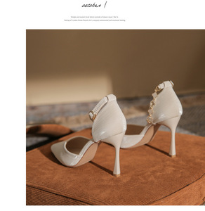 New PU Leather <strong>Pumps</strong> Women England Style Summer Work Shoes Solid Round Toe High Heel Buckle Lady Wedding <strong>School</strong> Dancing <strong>Pump</strong> - Product Image 4