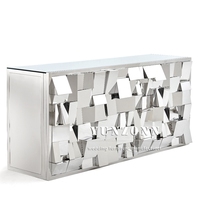 Table de Bar Rectangle en Fer Moderne en Acier Inoxydable avec Miroir en Verre Nouveau Design Home Club Comptoir de Bar pour Hôtel et Événements de Mariage
