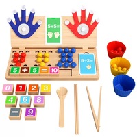 Tableau de comptage en bois Montessori pour les tout-petits, jouet éducatif pour l'apprentissage de l'addition et de la soustraction, cadeau