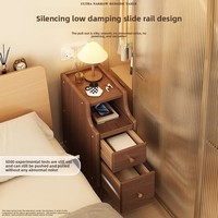 Étagère de rangement moderne ultra-étroite Table de chevet Petite mini table d'appoint simple en bois massif pour chambre à coucher Sofa Side Cabinet Sandwich