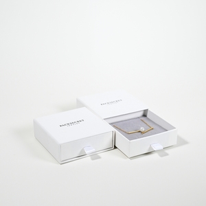 Custom Logo Sliding Drawer Jewelry Packaging <b>Box</b> for Necklace Ring <b>Black</b> Cardboard Gift <b>Box</b> with White Insert - Product Image 1