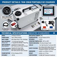Chargeur portable DC pour véhicules électriques 7 kW, 15 kW, 20 kW, norme ISO 15118, station de charge rapide mobile intelligente pour flotte de VE et atelier de réparation automobile