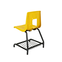 Chaises de lecture modernes en plastique PP jaune avec panier de rangement pour étudiants universitaires et usage de formation