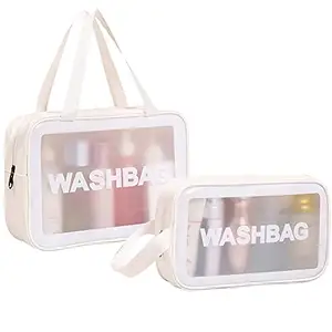 Custom Impermeável Mulheres Organizador Toiletry Bags Make up Pouch Tote Travel Bag Limpar Pvc Sacos Cosméticos com Zíper Transparente
