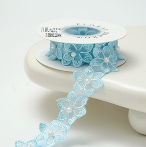 New blue series <b>ribbon</b> flower cake baking packaging decoration <b>ribbon</b> gift wrapping DIY bow tie - Product Image 3