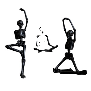 Set di Statuette Scheletriche per Yoga - Sculture Personalizzate, Artigianato in Resina Nera per Arredamento Gotico Moderno e Decorazioni di Halloween - Product Image 1