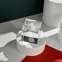 Cube en cristal transparent gravé au laser 3D de haute qualité 50*50*50mm, prêt à être expédié, avec boîte cadeau à coins coupés