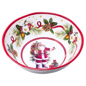 Grande insalatiera in melamina a tema natalizio 28 cm stile americano babbo natale Design smaltato lucido personalizzato per tazza per zuppa natalizia - Product Image 1