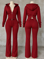 Ensemble de survêtement en tissu éponge Y2K pour femmes, avec logo personnalisé, veste à capuche zippée streetwear et pantalon évasé taille basse, deux pièces