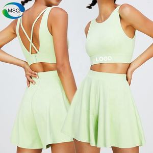 Set rok olahraga wanita, setelan tren kustom tali silang pakaian aktif luar ruangan cepat kering Yoga lari Golf Tenis - Product Image 2