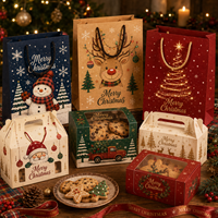 Bolsas de Papel Kraft Impresas Personalizadas con Logotipo para Navidad, Bolsas para Galletas, Panadería, Cafetería, Caja para Llevar Comida, Bolsas de Papel para Empacar